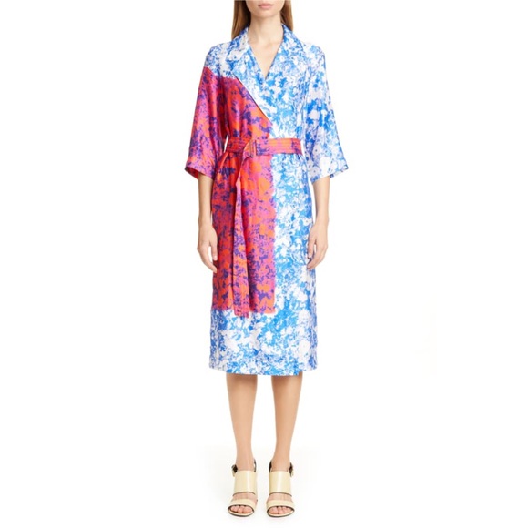 Dries Van Noten Blue Wrap Midi Floral Dress - Picture 7 of 8